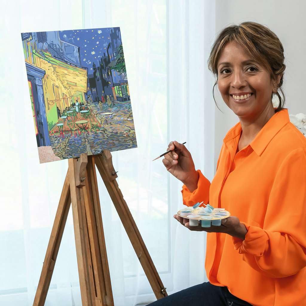 Ravensburger CreArt Van Gogh "Café Terrace at Night" 23519 3 (Coloring Book, Paint-by-Numbers, Oil Painting, Art, Painting)