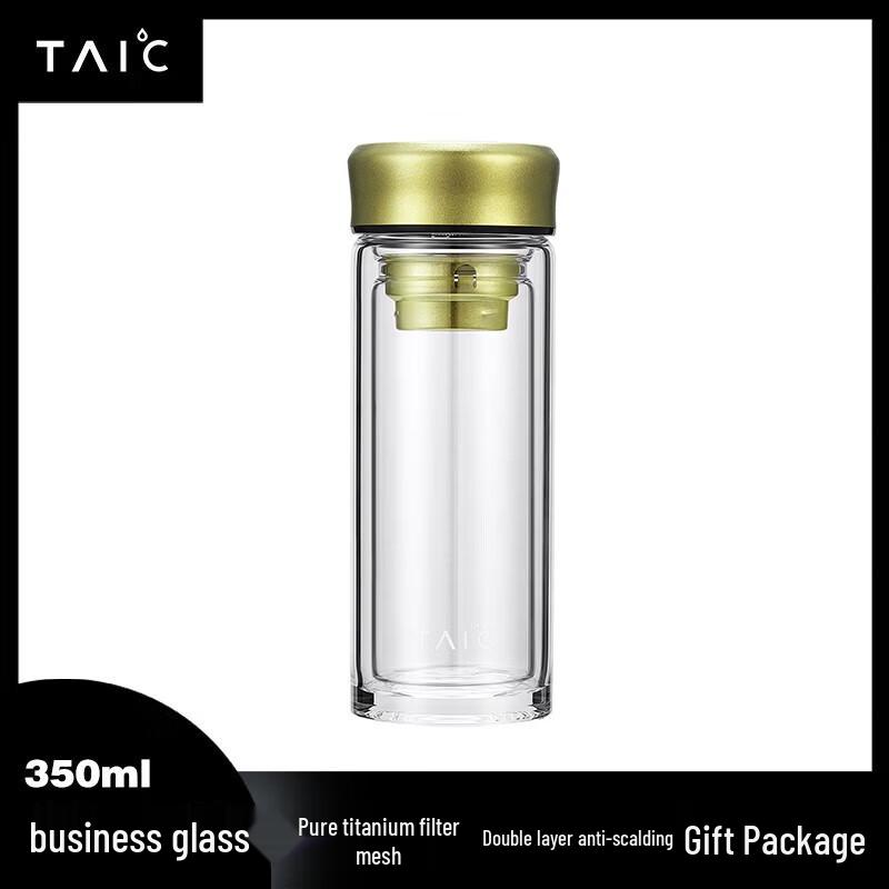 TAIC Double-Layer Glass Tea Cup with Titanium Infuser