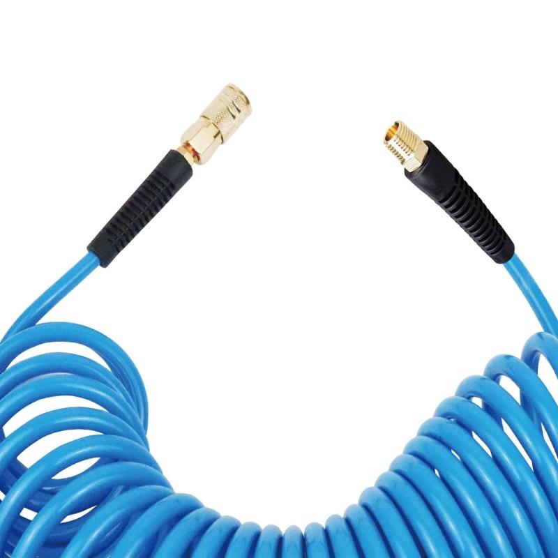 Leichter Luftkompressorschlauch 1/4" Polyurethan Rückstoßluftschlauch mit Knickschutz Flexibel und knickfest