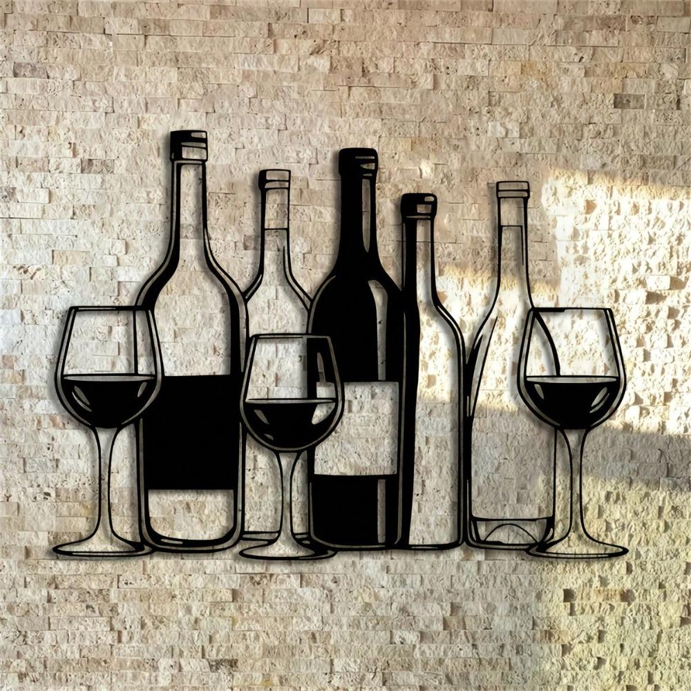 Metal Wine Glass Wall Art 11.81 Inch Minimalist Decor Indoor Outdoor Hanging Gift
