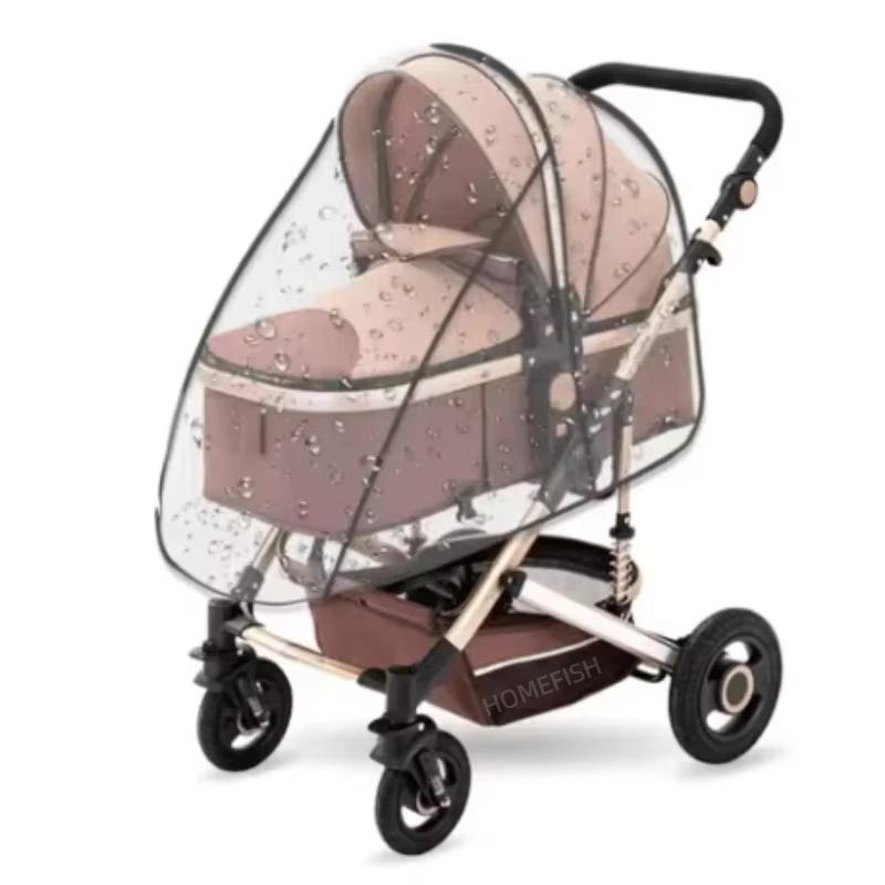 2025New Waterproof Rain Cover For Prams Pram Accessories Transparent Dust Cover Open Zip Umbrella Rainy Season Waterproof