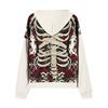 Women's Casual Long Sleeve Zip-Up Hooded Sweatshirt with Halloween Print