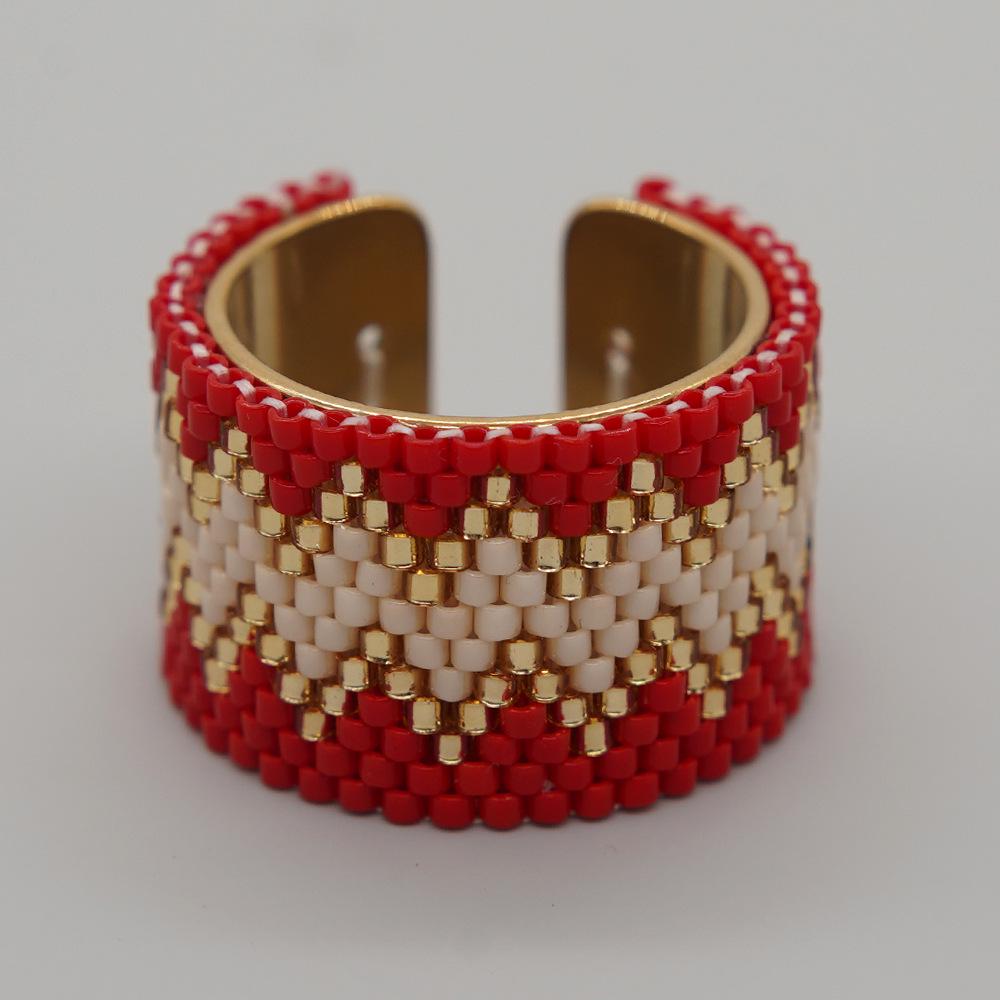 

«Кольцо ручной работы из богемской нержавеющей стали с антикварными бусинами из риса Miyuki»