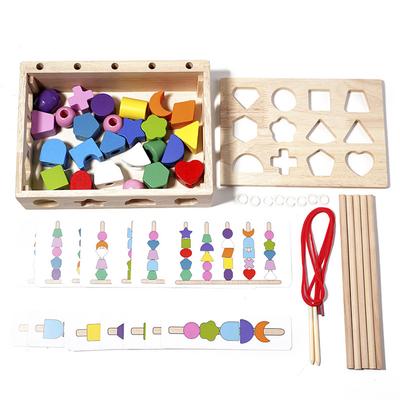 Montessori Holzspielzeug Farbe Form Zuordnungs Puzzle Spielbox Bunte Perlen Farbe Kognition Lernspielzeug Geschenk für Kinder