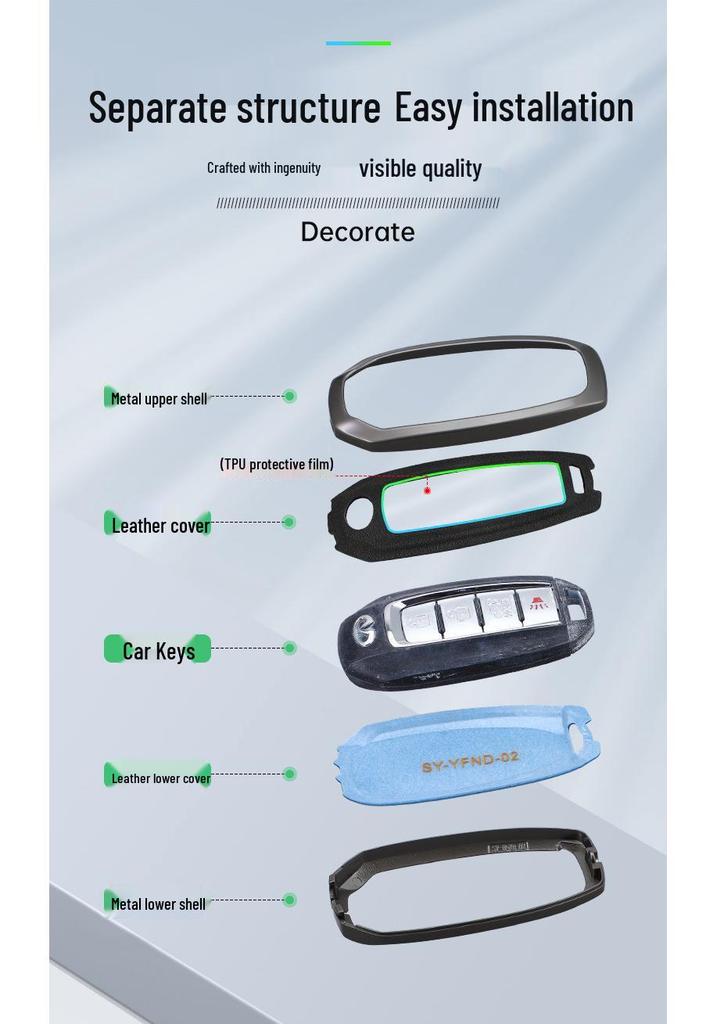 Infiniti Key Case for Q50L, QX50, QX55, QX60, Q70L, G25, FX35 - Men's Car Key Shell with Buckle