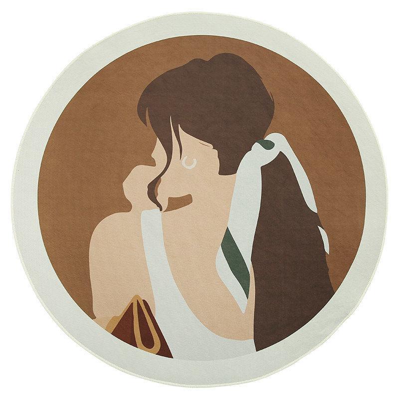 

Мультяшный круглый ковер для спальни, брата-подростка, коричневое прикроватное одеяло, компьютерный стул, туалетный столик, напольный коврик, домашний ленивый чай, несколько ковриков 60*60cm