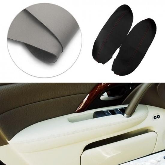 2*Front Door Panels Armrest Black Leather+Red Cover Fit For Acura RL 2005-2012