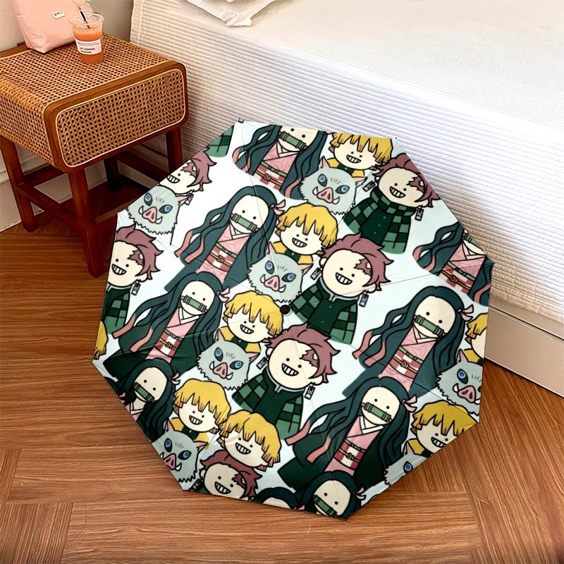 

1PC Automatic Folding Umbrella Demon Slayer Tanjiro Pattern 8 Ribs Portable Foldable Travel Umbrella Christmas Birthday Gift разноцветный