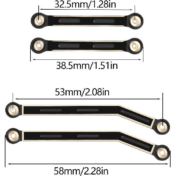 8PCS Black Coating Brass Links Rod Linkage Set for Axial AX24 XC-1 1/24 RC Crawler Car Upgrade Parts