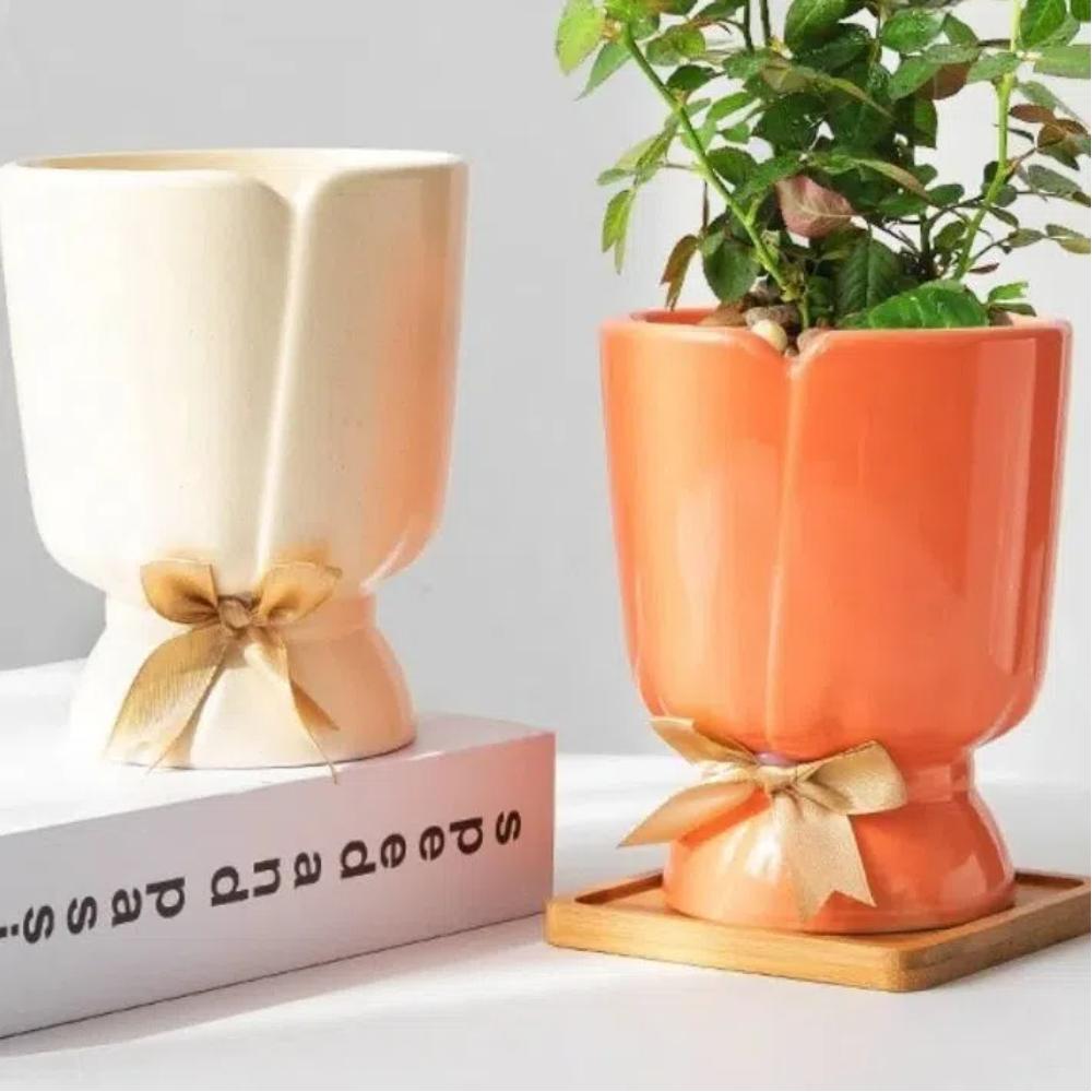Desktop Decorative Bouquet Bow Vase Nordic Style Table Ornament Flower Vase  Living Room