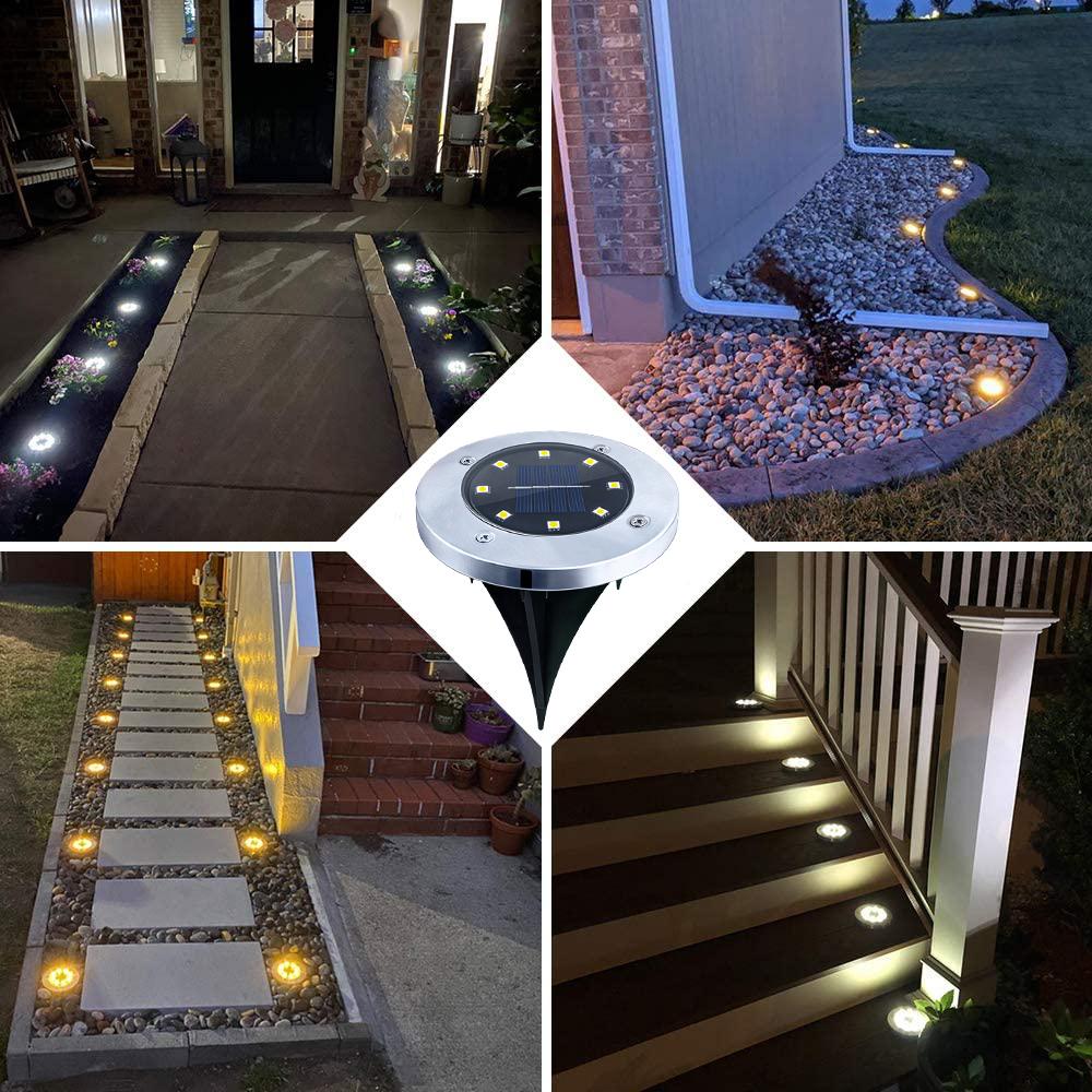 4PCS 8LED Solar Lawn Yard Led Solar Lights Buried Garden Light Waterproof Outdoor PathWay Floor Under Ground Spot Lamp