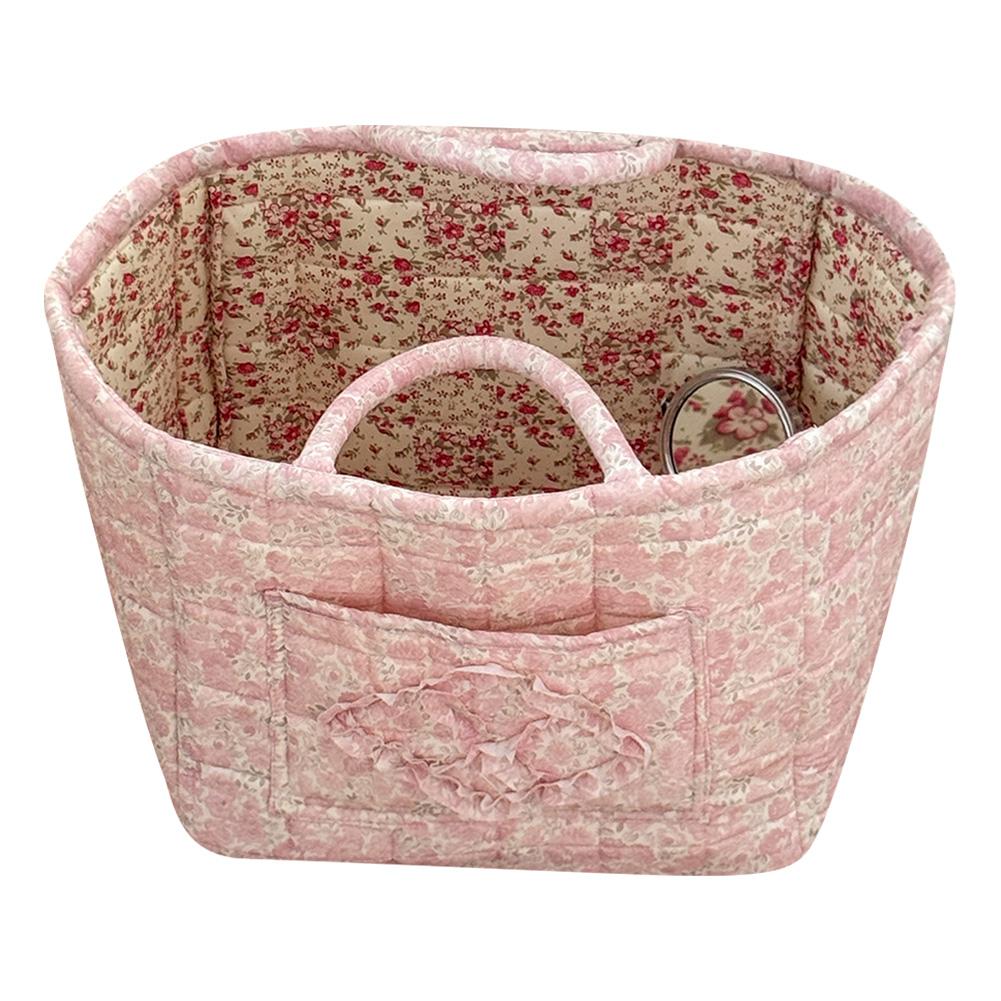 Blommigt tygförvaringskorg Stor kapacitet Tvättkorg med handtag Tvättkorg för kläder och diverse