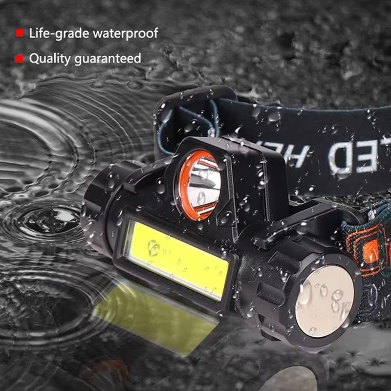 Portable Mini Powerful LED Headlamp XPE+COB USB Rechargeable Hunting Headlight Waterproof Head Torch with Tail Magnetic