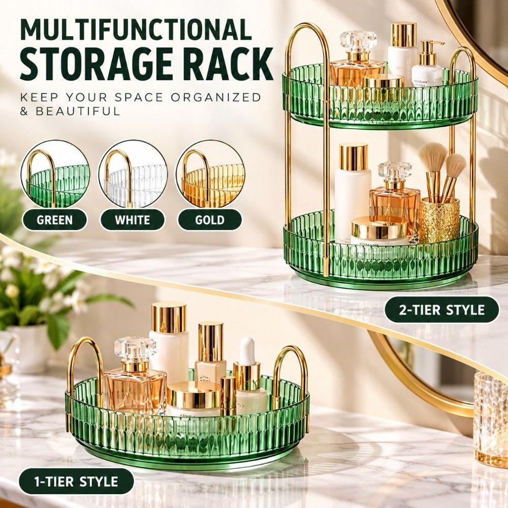 360 Degree Rotating Storage Shelf Multi Tier Skincare Organizer Vanity Desk Countertop