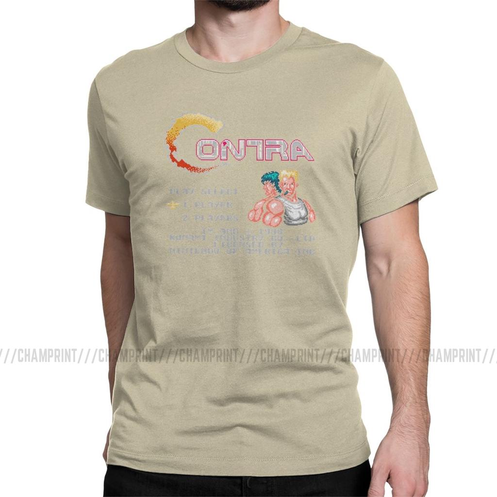Contra NES Retro Video Game Mens T Shirts Funny Tees Short Sleeve Round Neck TShirt 100 Cotton Birthday Gift Tops