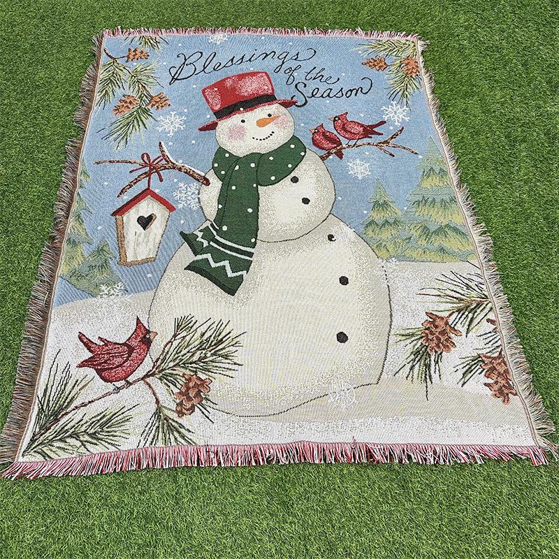 Decorative Blanket Jacquard Tapestry Christmas Bell Sofa Towel Wire Blanket Dustproof Full Cover Sofa Blanket