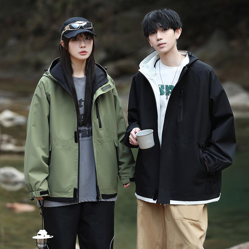 Jacket Three-in-one Jacket for Men, Plus Velvet, Outdoor Mountaineering, Men's and Women's One-piece Set, Removable Windproof and Waterproof