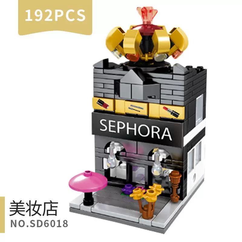 European City Series Street View European Architecture Shop Shopping Scene Puzzle Assembled Building Block Toys  Playsets Children's Gift Presents