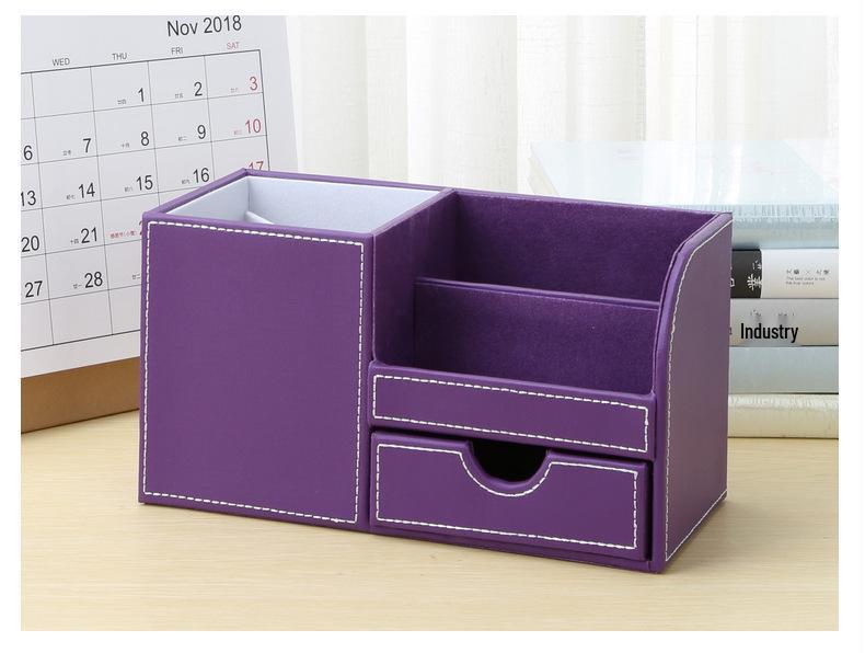 Luxuriöser Leder-Stiftehalter mit Schublade - Stilvolle Schreibtischaufbewahrung für Schüler und Büro.