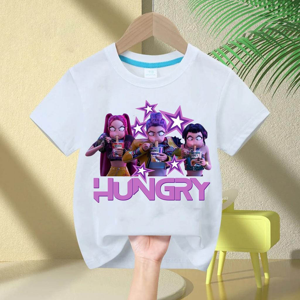 Hot Movie Soft Cotton Baby Girls T Shirt Children's Clothing KPop Demon Hunters Fans Gifts Kids Clothes Fashion Casual Tops