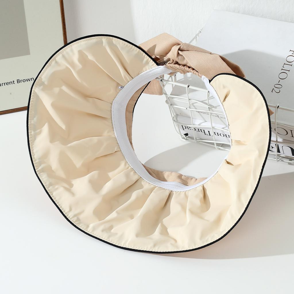 Big Brim Empty Top Hat Summer Outdoor Travel Sun Protection Hat Women's UV Protection Sun Hat Beach Sunshade Cotton and Linen Hat