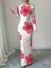 Off-Shoulder Maxi Dress with Asymmetric Neckline and Floral Print, Available In Multiple Colors