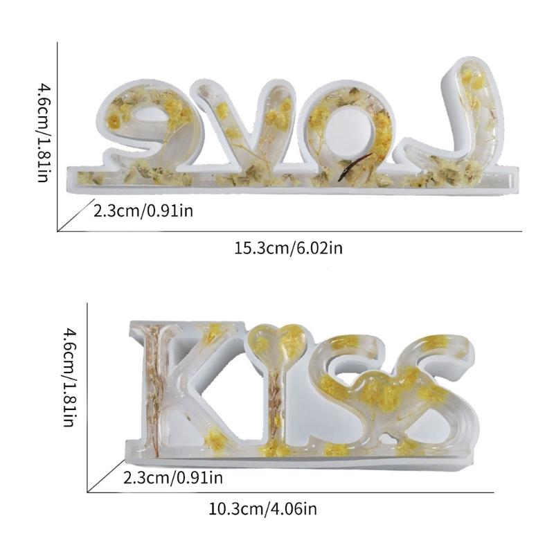 Letters Resin Mold DIY Crafts Epoxy Casting Molds Kiss Love Silicone Mould Home Decorations Handmade Valentines Day Gift