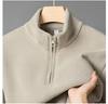 2025 Winter Men's Ollie Fleece Flannel Half-Zip Stand Collar Hoodie with Plus Velvet for Warmth and Cold Protection