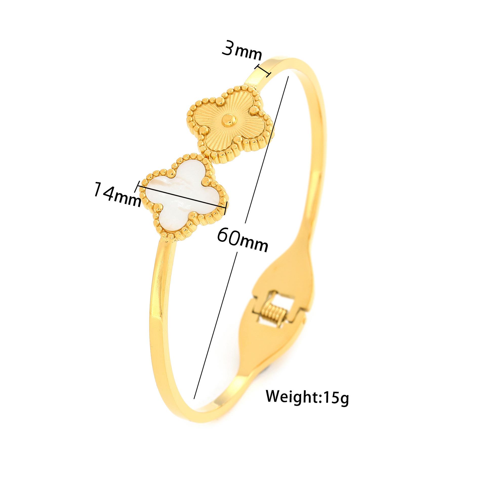 

18Kgold Clover высококачественный женский титановый стальной невыцветающий ювелирный браслет из титановой стали белый