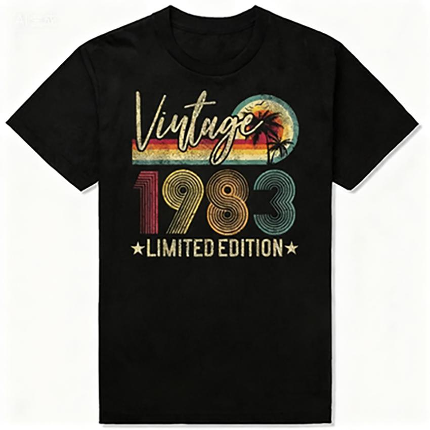 Vintage Made in 1983Edition  Birthday Gift T-Shirt Women Retro Casual Short Sleeve
