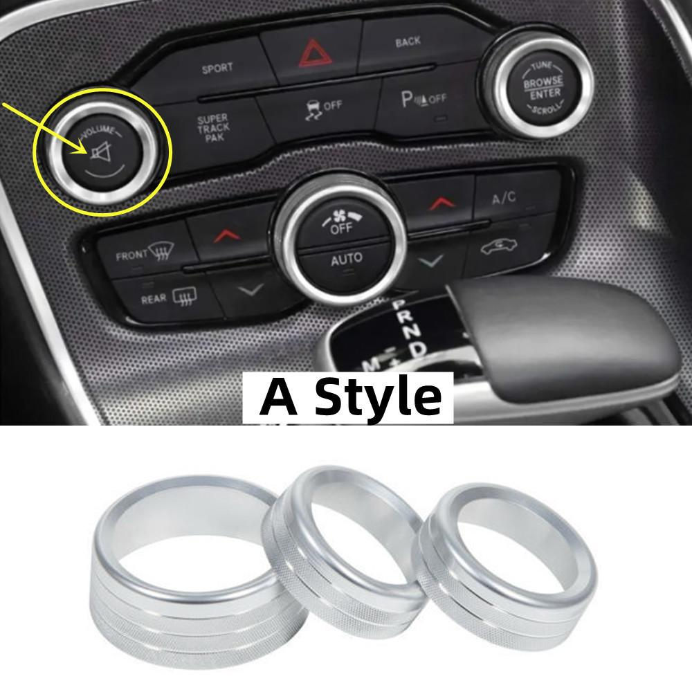 For Dodge Challenger Charger RT SXT Scat Pack Hellcat Demon Daytona 2015-20 Air Conditioning Volume Radio Button Knob Trim Ring
