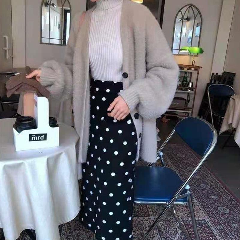 Korean Style Loose Faux Mink Velvet V-neck Cardigan Coat for Women