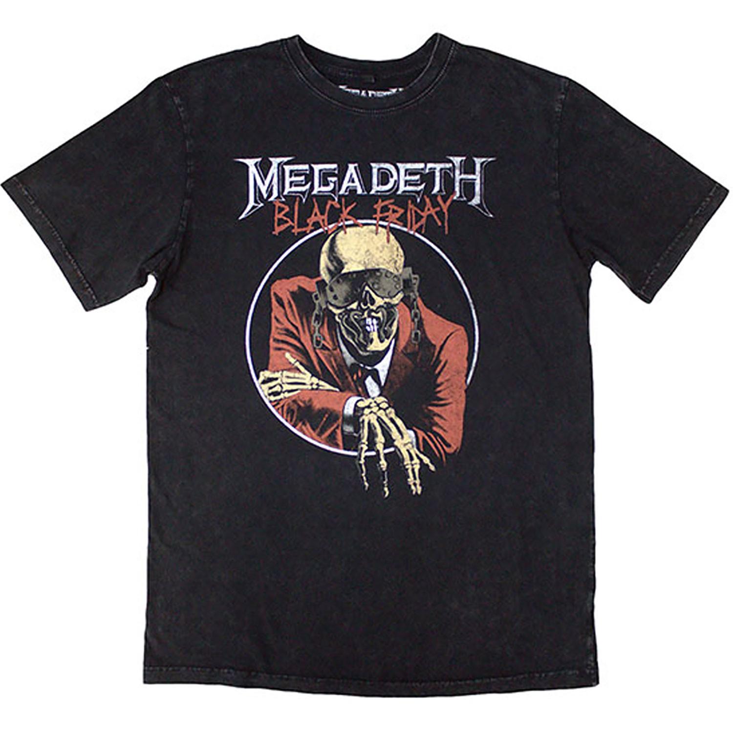 Men s Megadeth Black Friday Stone Wash T-shirt Small Charcoal Grey 2XL