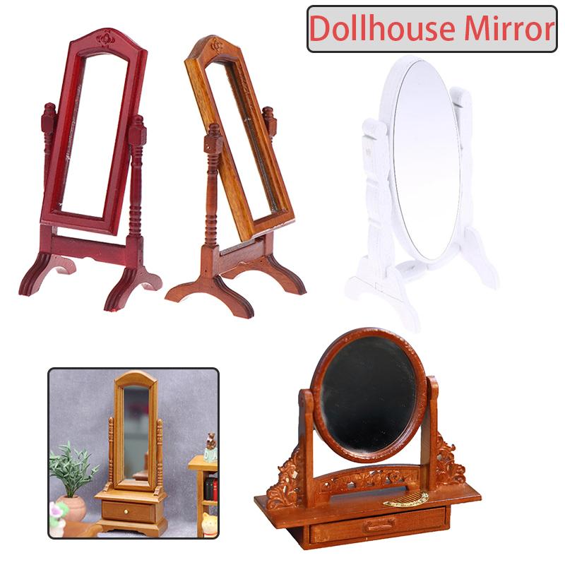 1/12 Dollhouse Simulation Dressing Mirror Vertical Mirror Model Doll Home Furniture Floor Mirror Micro Living Scene Accessory