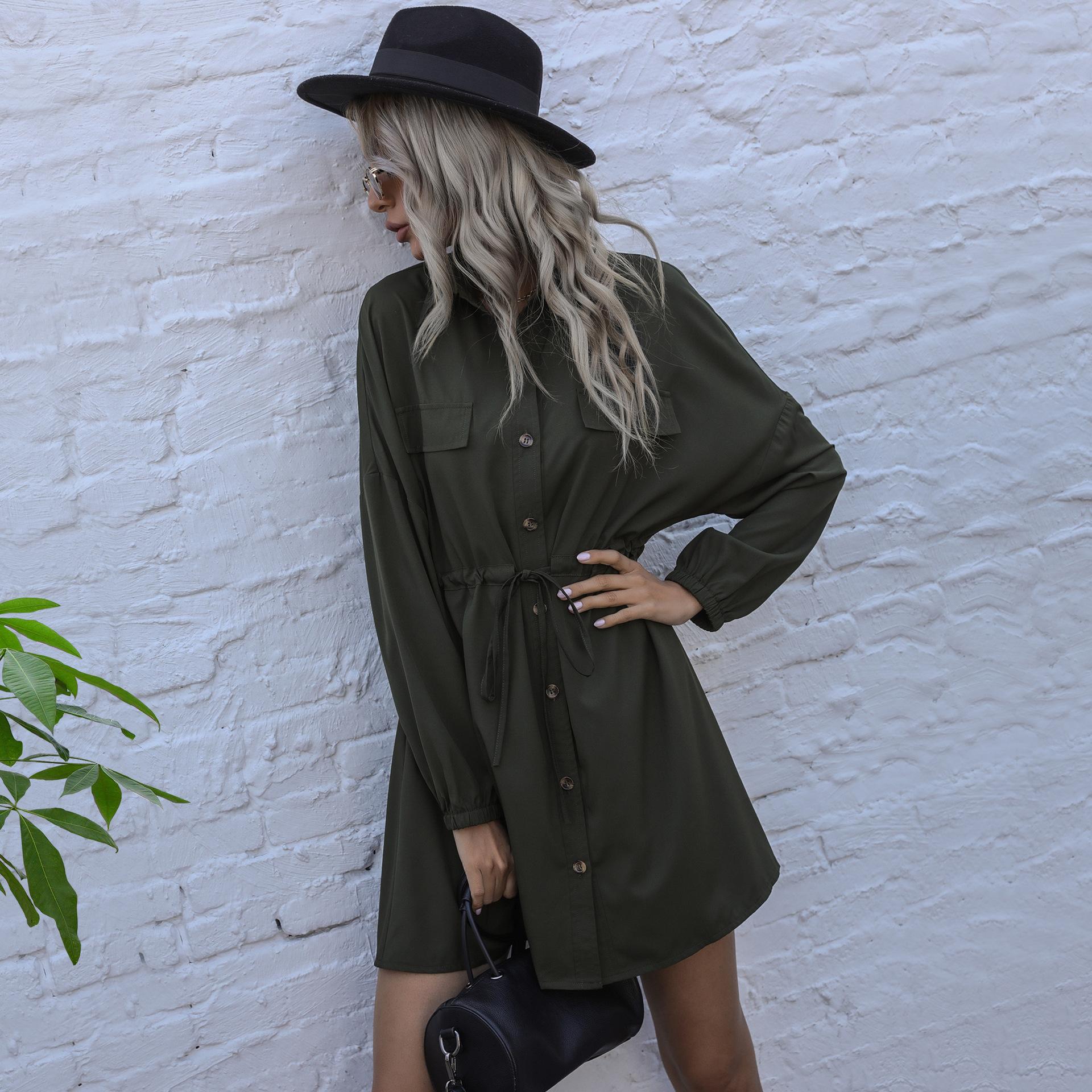 Весенние и осенние женские классические платья-рубашки — фото 3