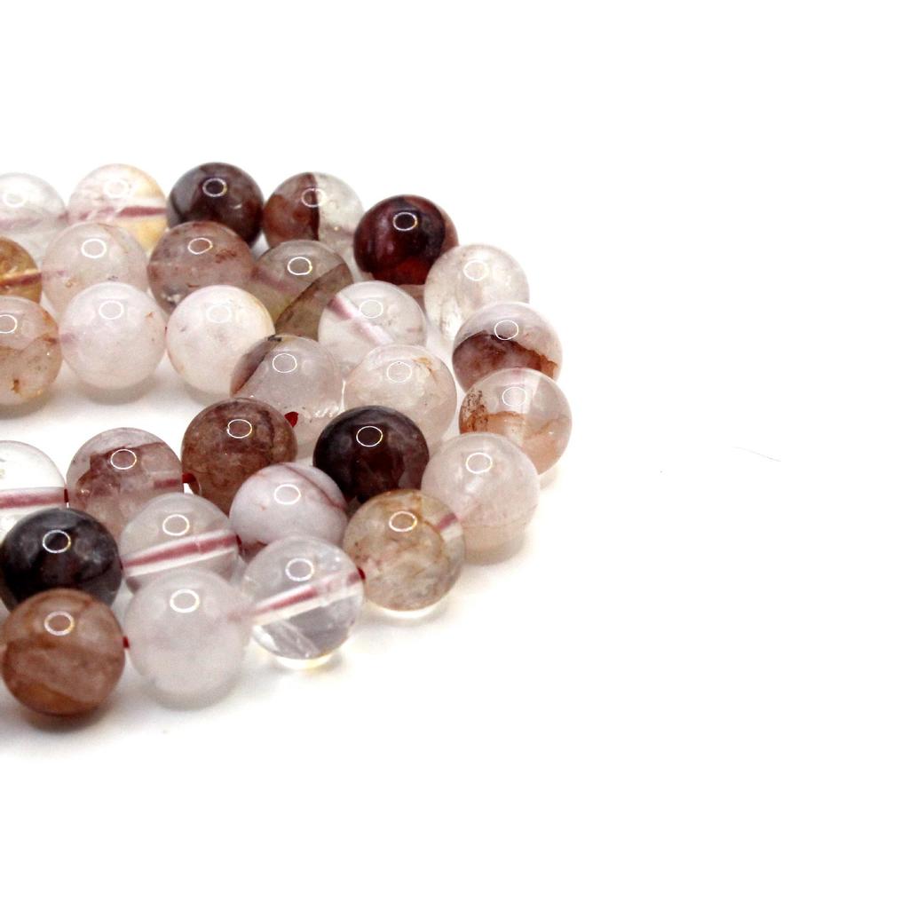 Red Phantom Quartz Round Loose Beads for DIY Jewelry and Accessories
