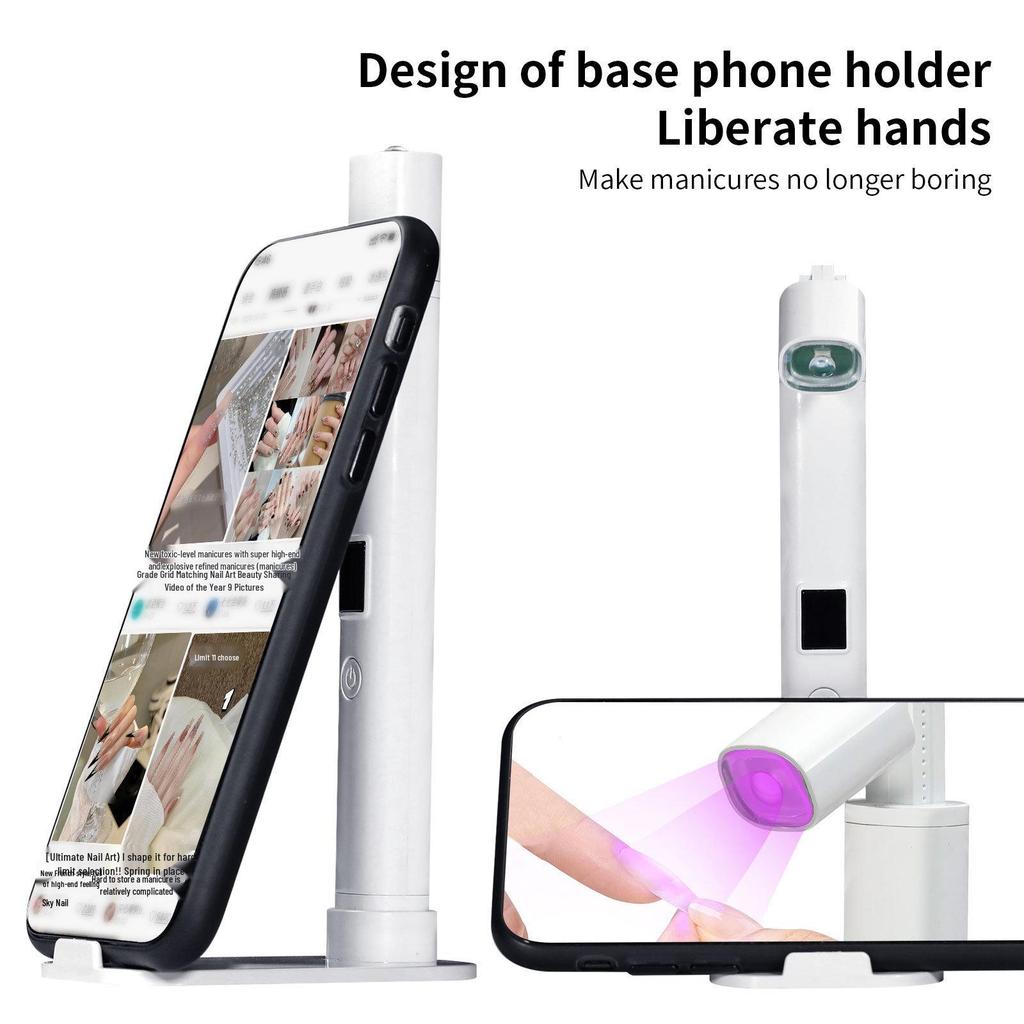 Portable Rechargeable Nail Art Curing Lamp with Quick-Drying and Retractable Stand