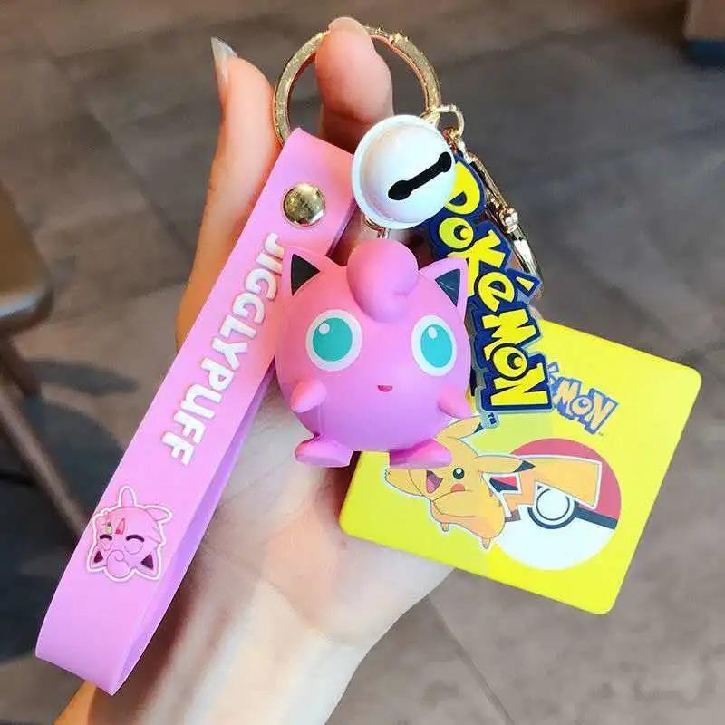 Non-Toxic Pokmon Pikachu Keychain Bag Pendant Cute Cartoon Doll Squirtle Duck Exquisite Car Keychain Ring Gift