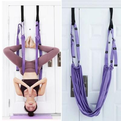 Adjustable Women Aerial Yoga Strap Elastic Stretch Resistance Auxiliary Aerial Yoga Hammock Swing Door Hanging