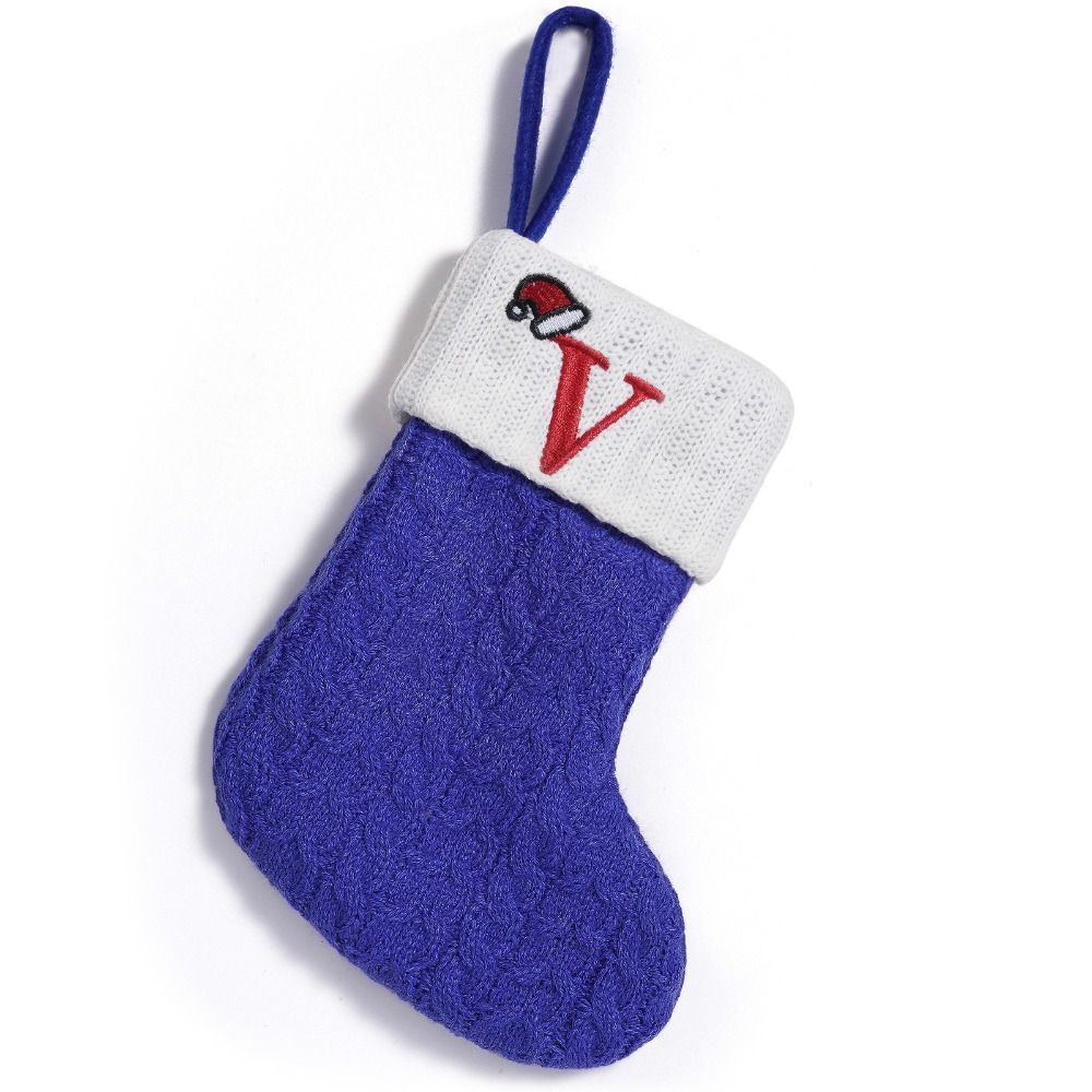 Large Capacity Christmas Alphabet Knitted Socks Thickened Candy Gift Bags  Xmas Gift