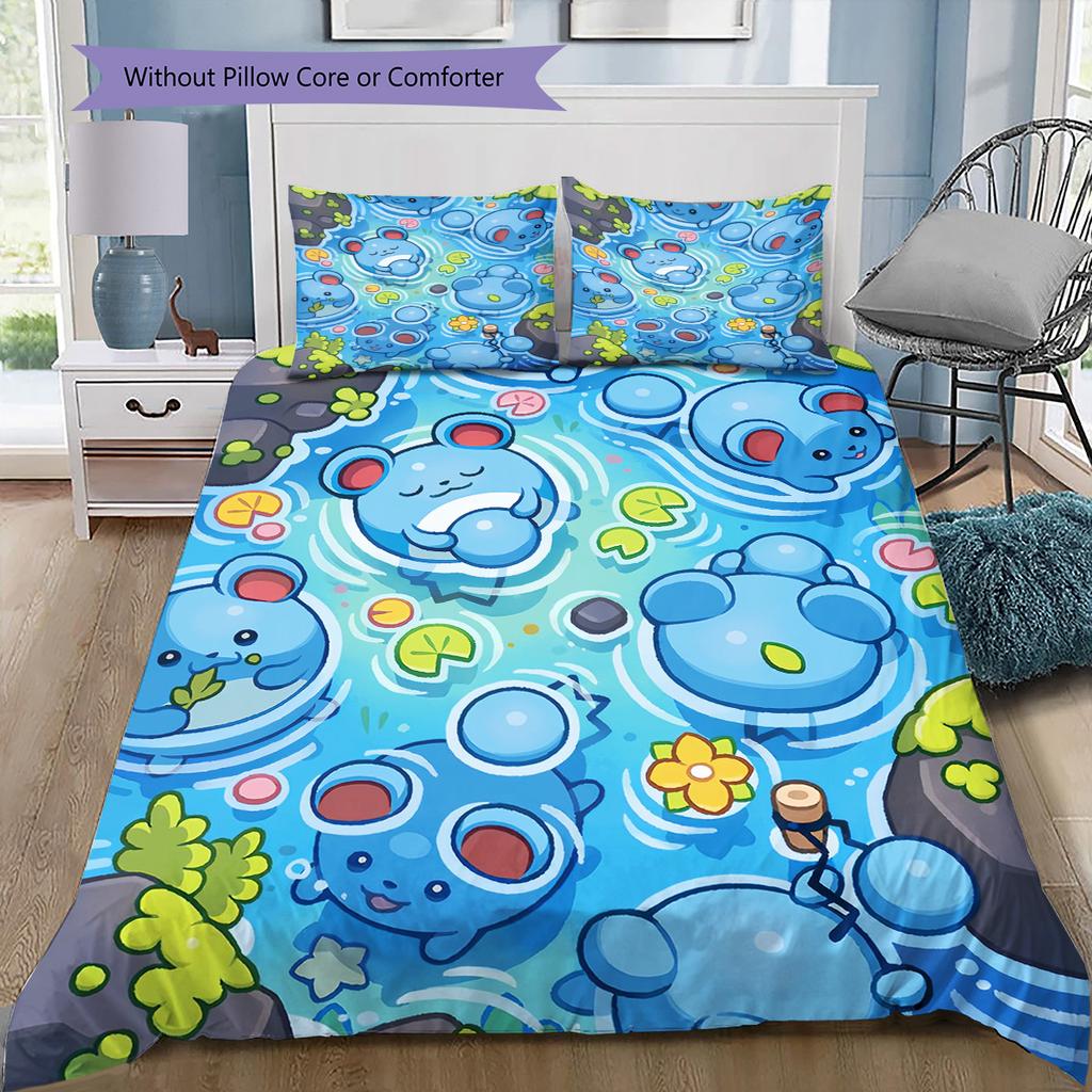 Pokemon Cute Art Bedding Set, 1 Duvet Cover & 2 Pillowcases, Suitable for Home Decor, Ideal Gift for Fans