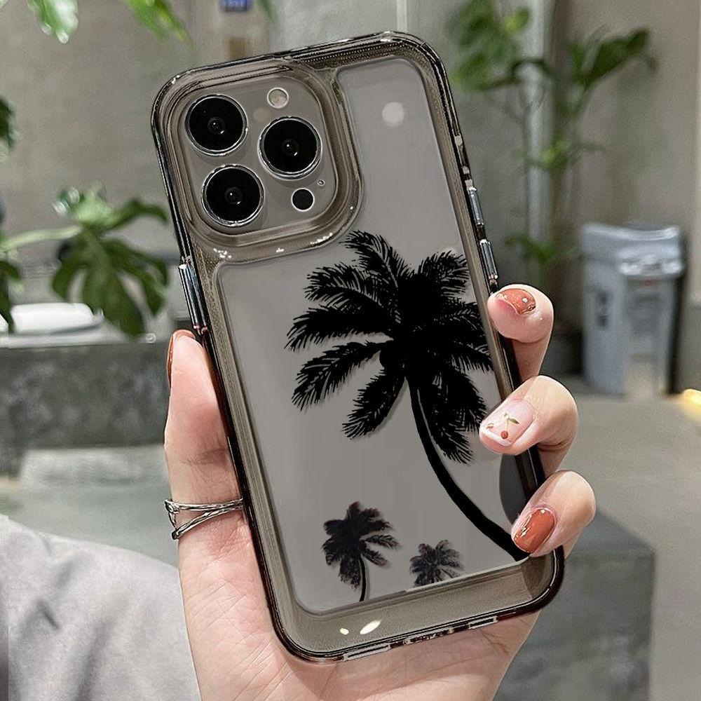 Simple Coconut Tree Is Suitable for iPhone17promax Mobile Phone Case 16pro Apple 14 All-inclusive High-value 15 Soft Case