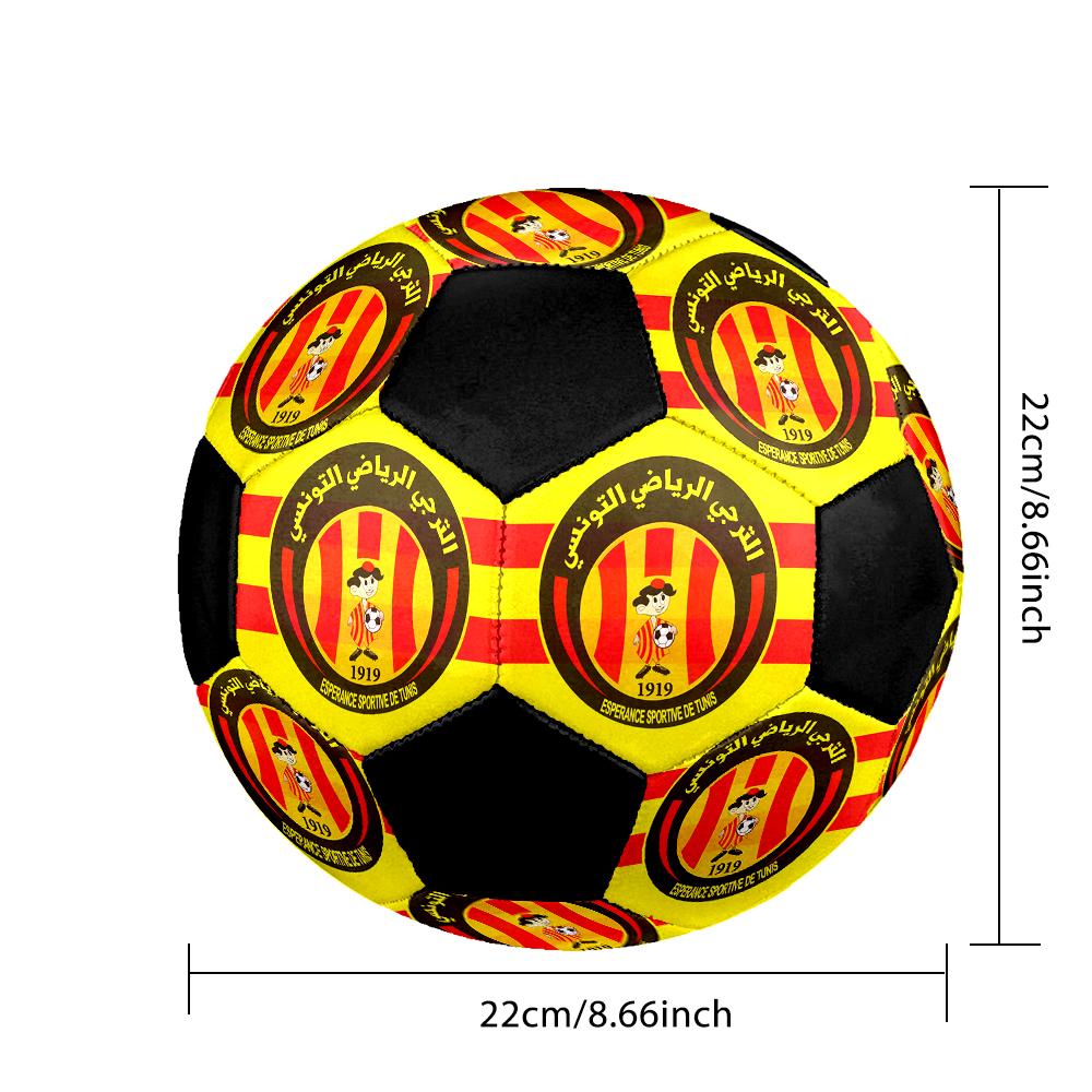 SIZE 5 Espérance de Tunis Soccer Ball Colorful All Ages Machine Stitched PVC Competition Ready Durable High-Bounce