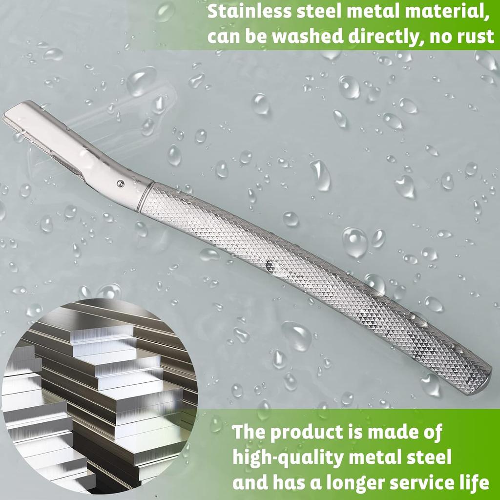 Dermaplaning Tool for Face Exfoliation, with 20 Replaceable Blades (Silver)