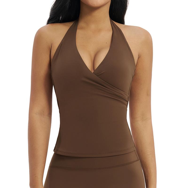 JYL Overlap V Neck Halter Yoga Vest Brushed Quick Dry Top XL пожарная машина красный