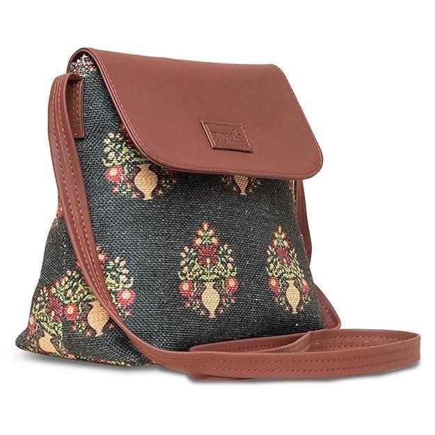 Printed Women's Hand Crafted Vegan Leather Flap Sling Bag