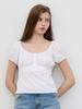 MORELIKEIT Ribbon Cotton Square Neck Blouse White