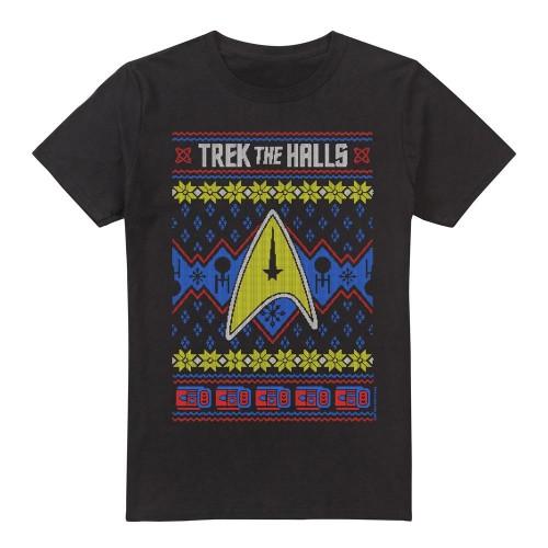 Star Trek Mens Trek the Halls Ugly Christmas T-Shirt