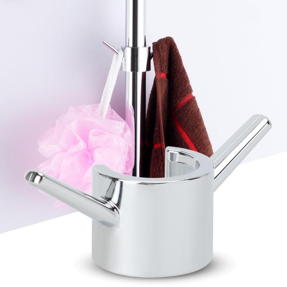 3Pcs ABS Shower Rod Hook Silver Shower Rod Clamp Hook Bathroom Hook Bathroom Kitchen Shower