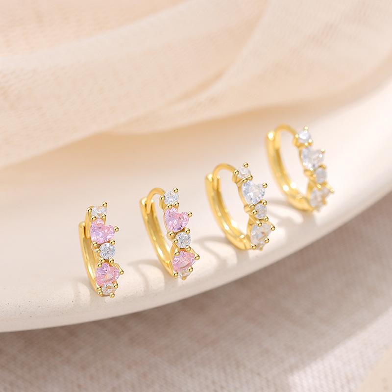 925 Sterling Silver Heart CZ Hoop Earrings for Women Dainty Gold Plated Zircon Huggie Hoops Hypoallergenic Cute Jewelry